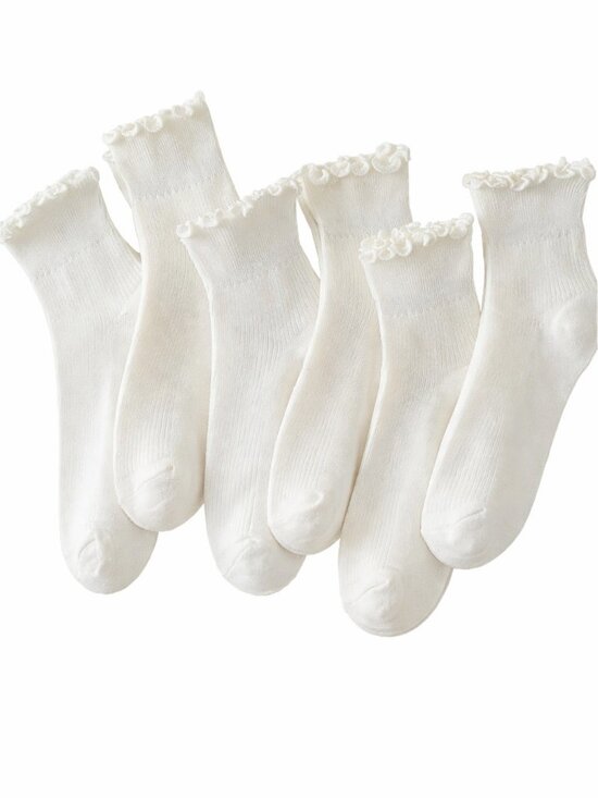Branded Accessories - 6 Pairs of Ruffle Socks Women, Cute Ruffle Ankle Socks